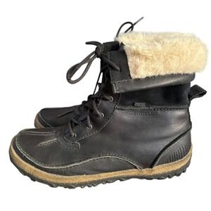 Merrell Tremblant Mid Polar Boots Women's Sz 10 Black Faux Fur Waterproof Winter